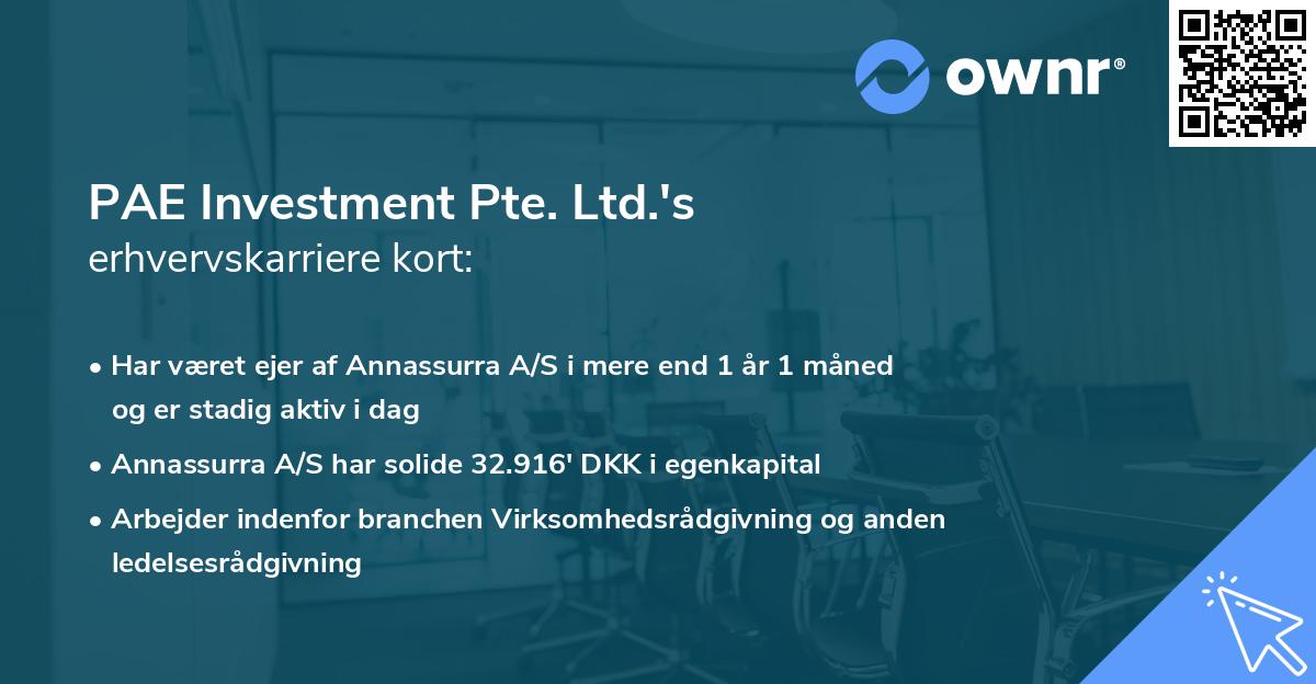PAE Investment Pte. Ltd.'s erhvervskarriere kort
