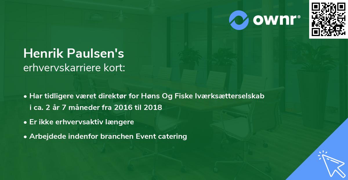 Henrik Paulsen's erhvervskarriere kort