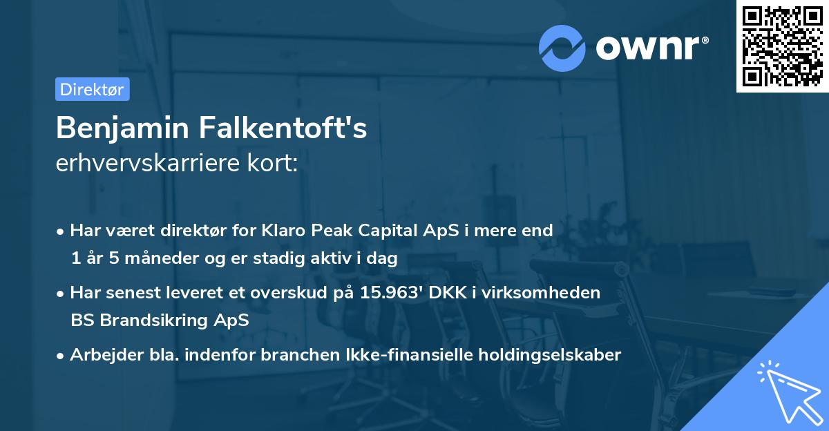 Benjamin Falkentoft's erhvervskarriere kort