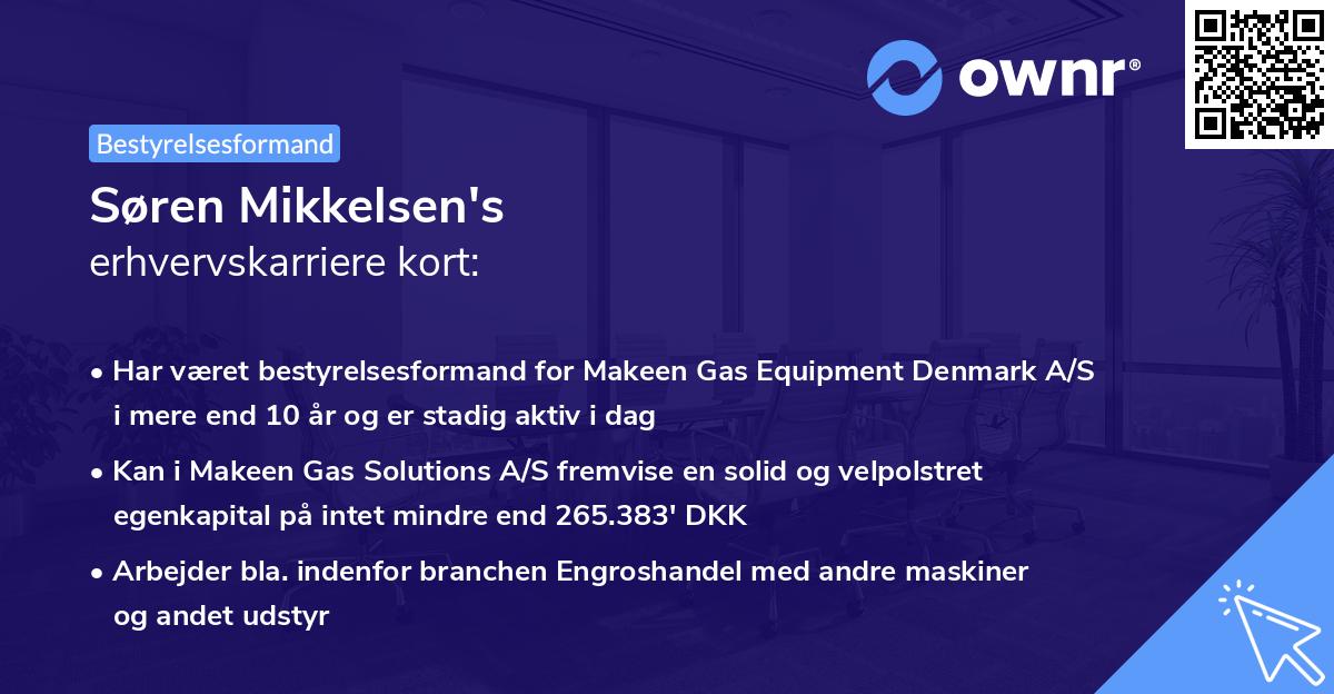 Søren Mikkelsen's erhvervskarriere kort