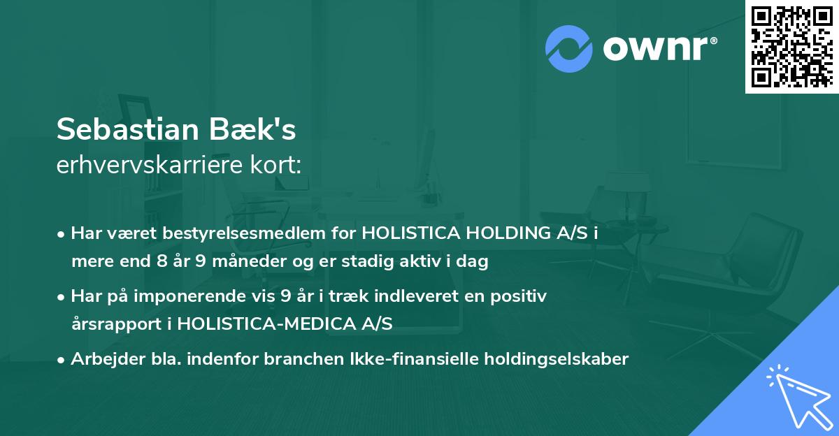 Sebastian Bæk's erhvervskarriere kort