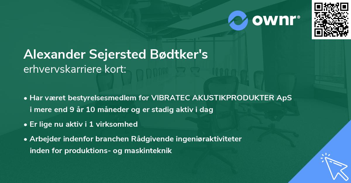 Alexander Sejersted Bødtker's erhvervskarriere kort
