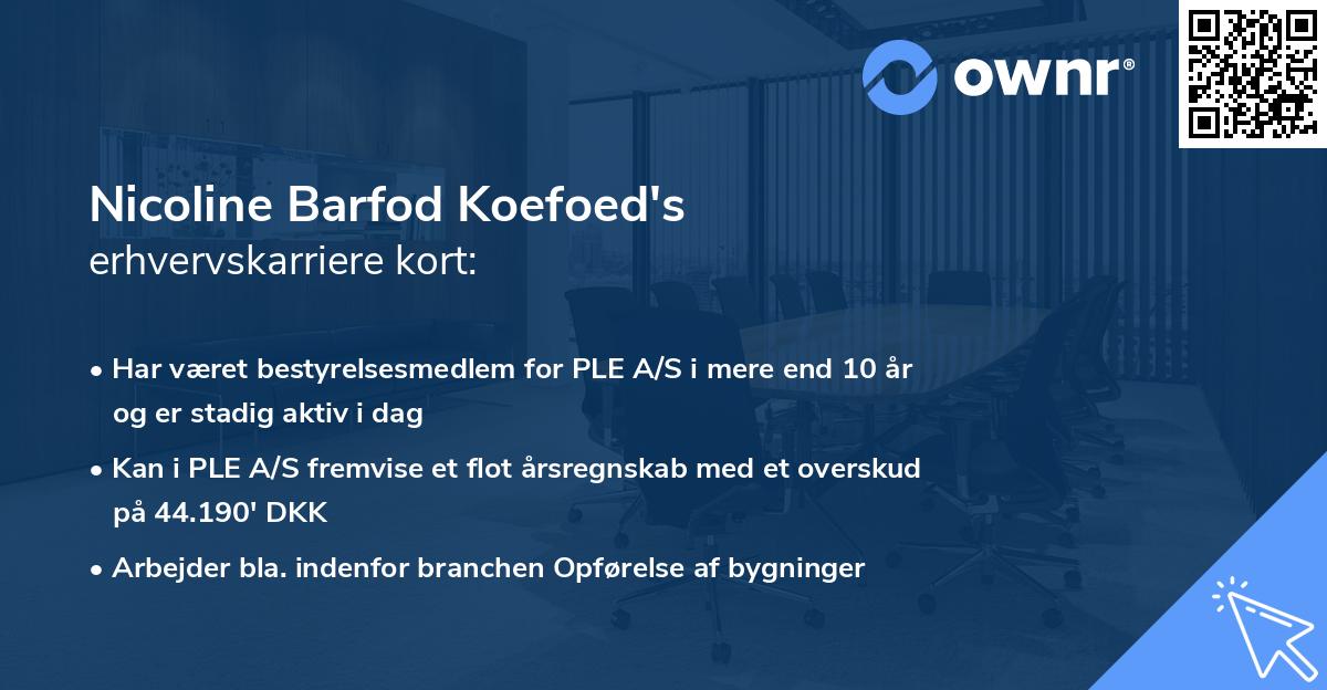 Nicoline Barfod Koefoed's erhvervskarriere kort