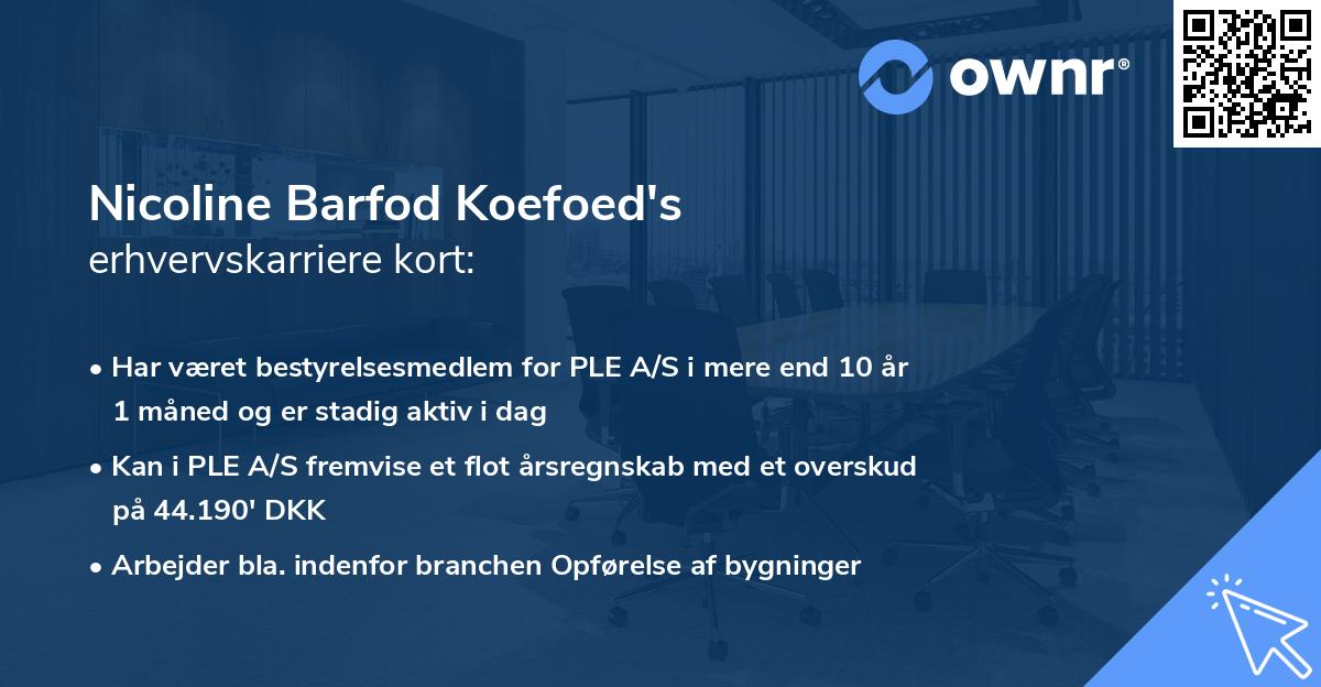 Nicoline Barfod Koefoed's erhvervskarriere kort