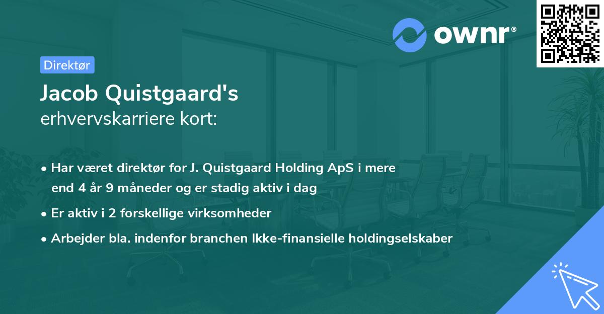 Jacob Quistgaard's erhvervskarriere kort