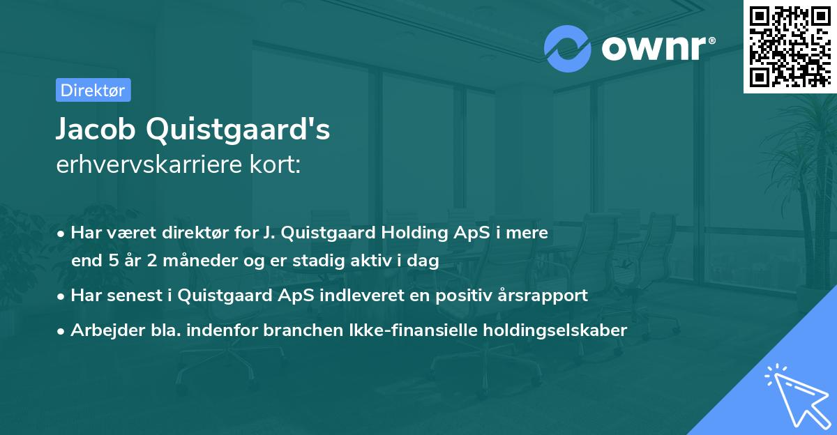 Jacob Quistgaard's erhvervskarriere kort