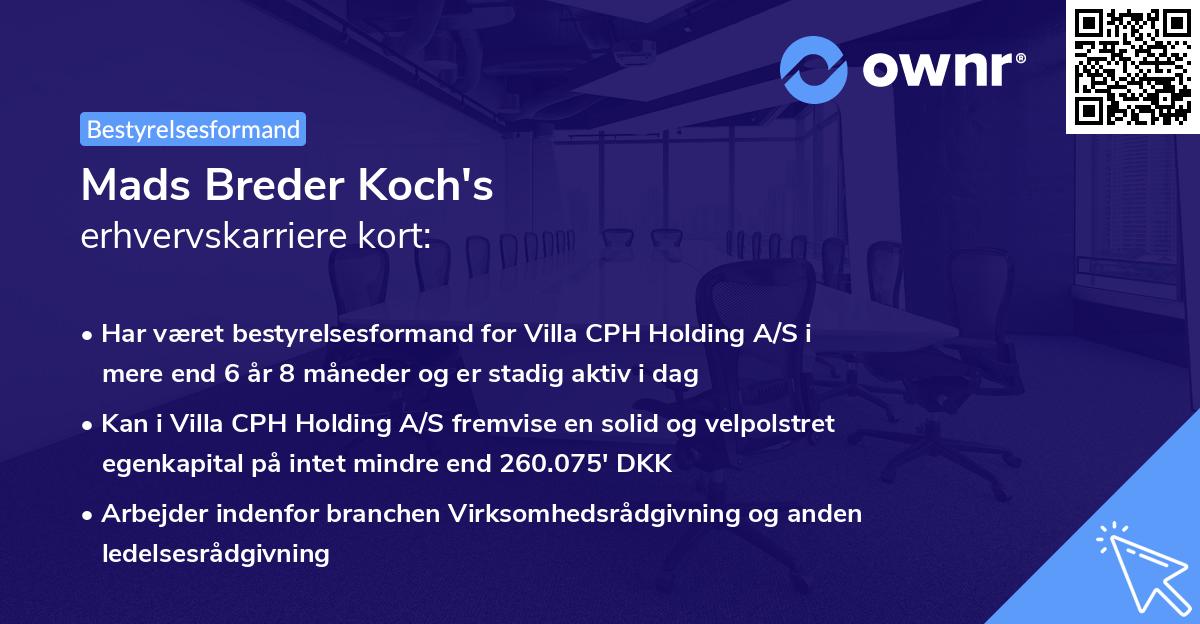 Mads Breder Koch's erhvervskarriere kort