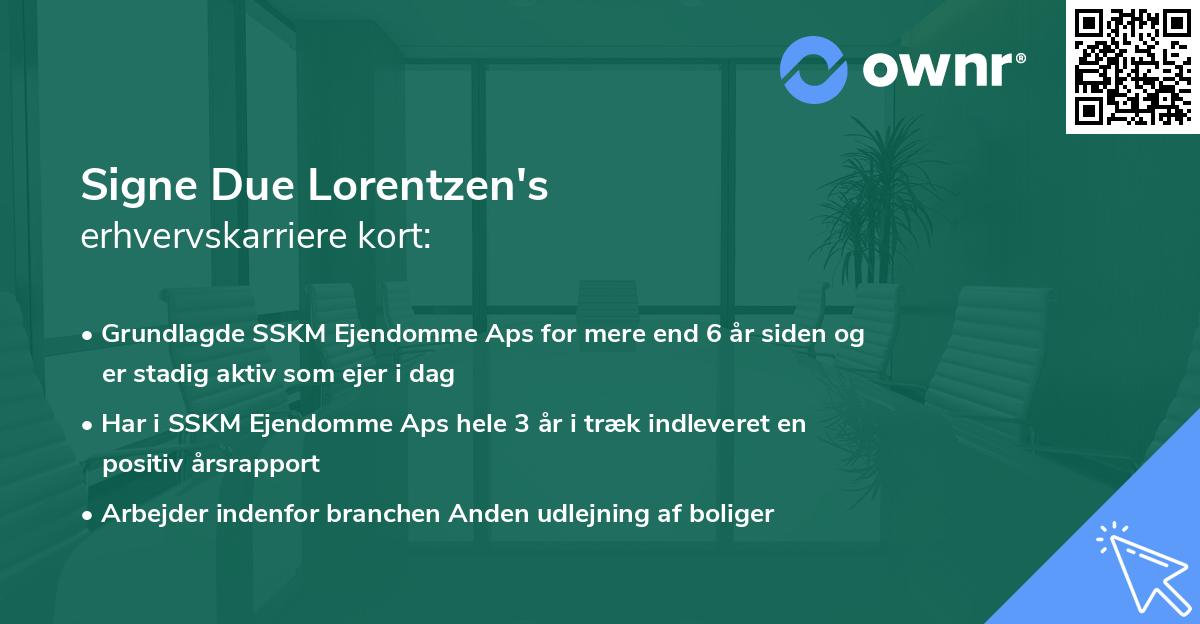 Signe Due Lorentzen's erhvervskarriere kort