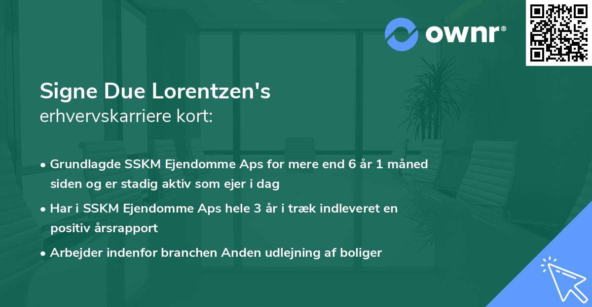 Signe Due Lorentzen's erhvervskarriere kort