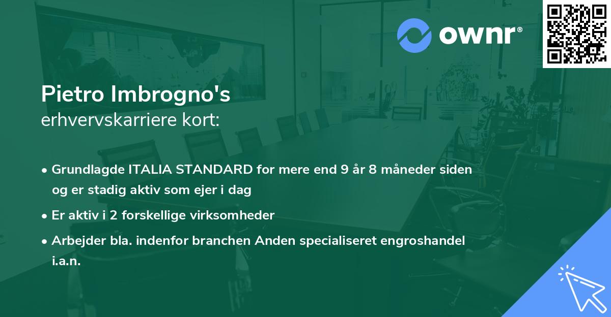Pietro Imbrogno's erhvervskarriere kort
