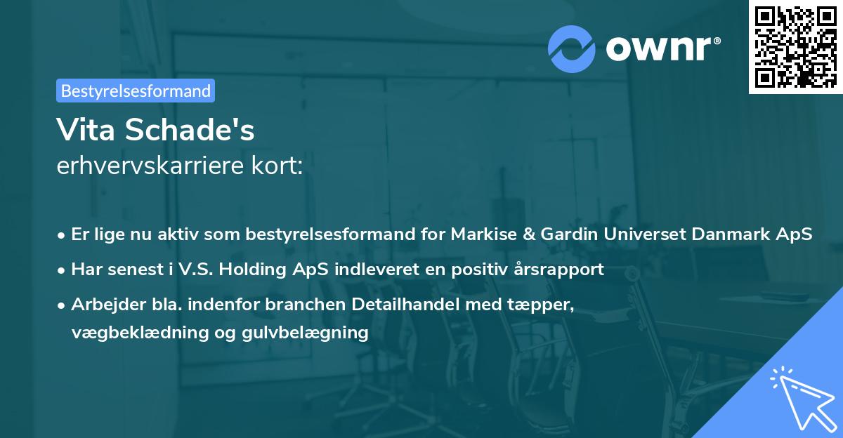 Vita Schade's erhvervskarriere kort