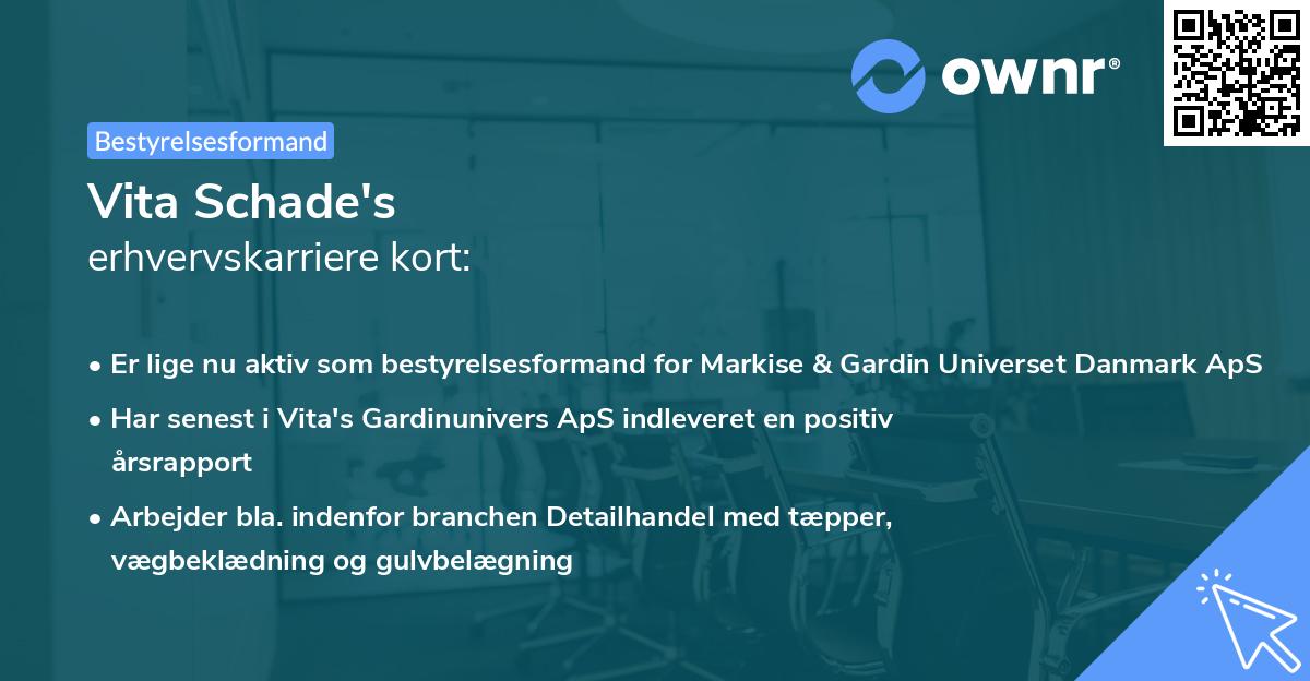 Vita Schade's erhvervskarriere kort
