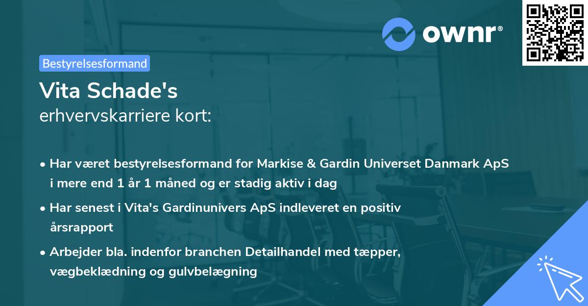 Vita Schade's erhvervskarriere kort