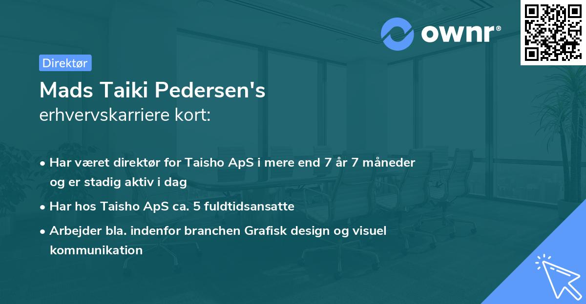 Mads Taiki Pedersen's erhvervskarriere kort