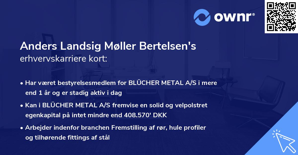 Anders Landsig Møller Bertelsen's erhvervskarriere kort