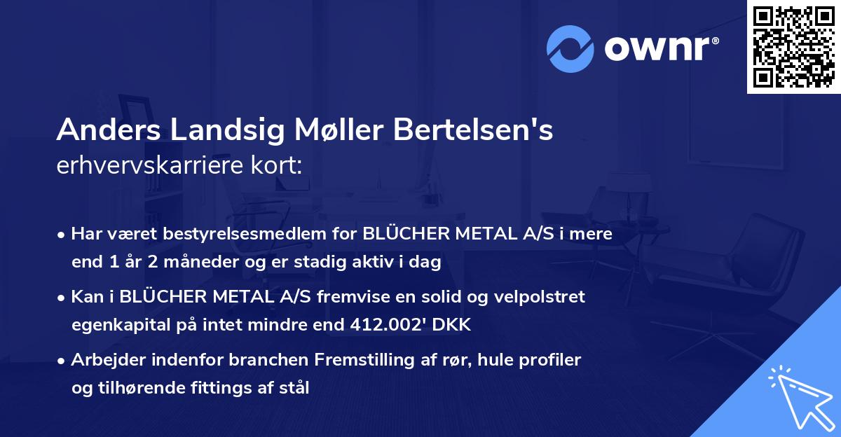 Anders Landsig Møller Bertelsen's erhvervskarriere kort