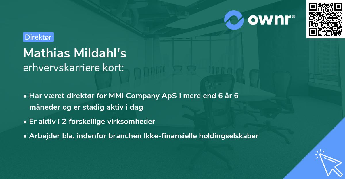 Mathias Mildahl's erhvervskarriere kort