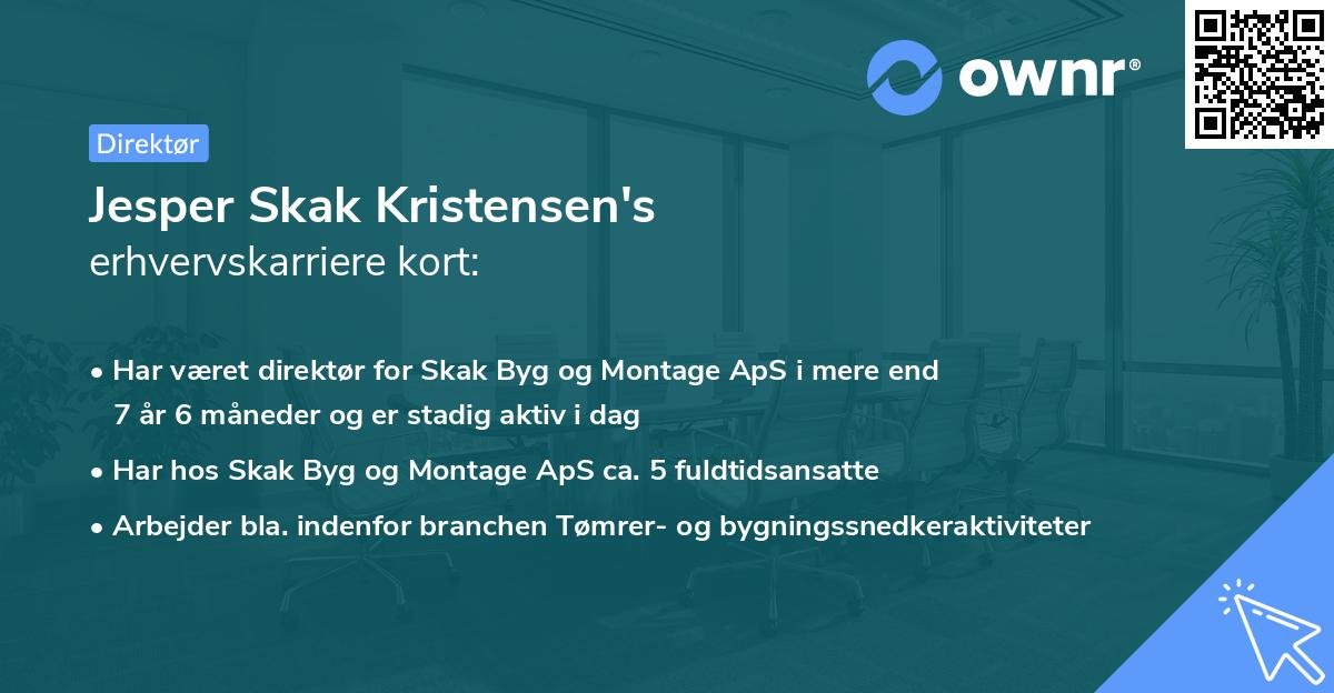 Jesper Skak Kristensen's erhvervskarriere kort