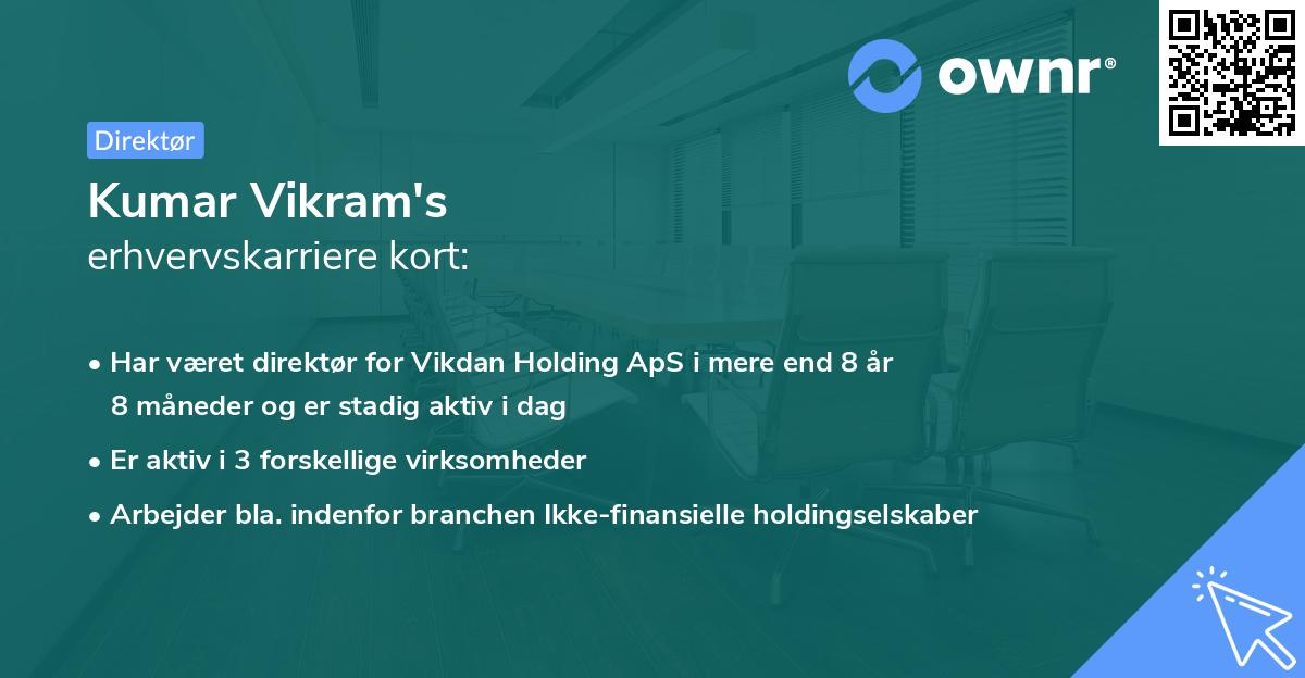 Kumar Vikram's erhvervskarriere kort