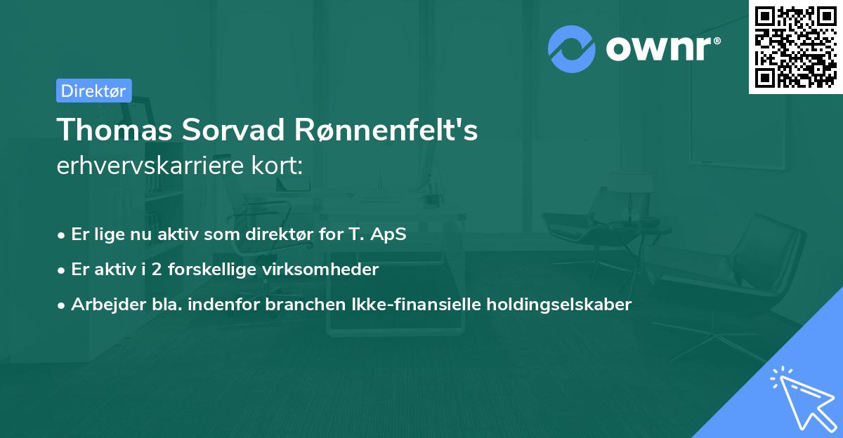 Thomas Sorvad Rønnenfelt's erhvervskarriere kort