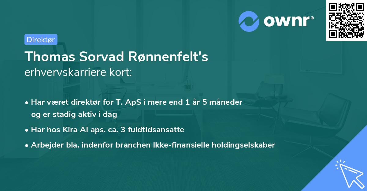 Thomas Sorvad Rønnenfelt's erhvervskarriere kort