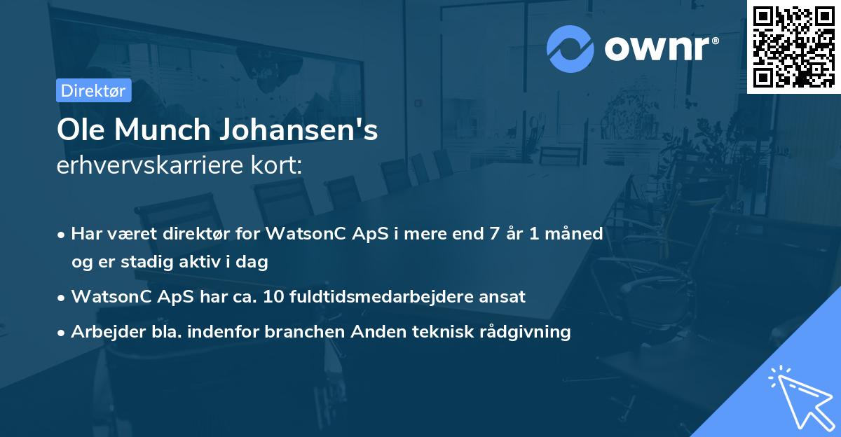 Ole Munch Johansen's erhvervskarriere kort