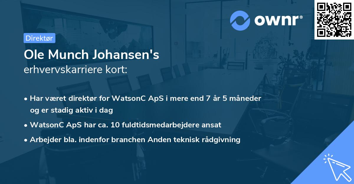 Ole Munch Johansen's erhvervskarriere kort