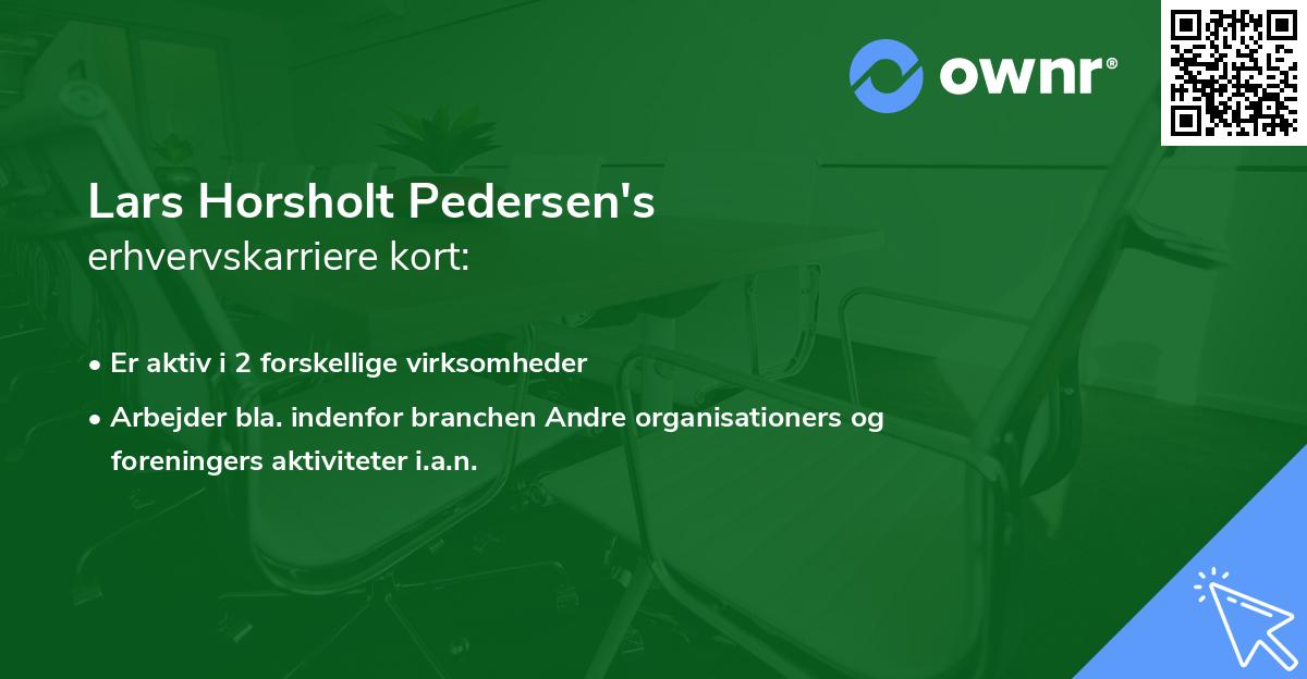 Lars Horsholt Pedersen's erhvervskarriere kort