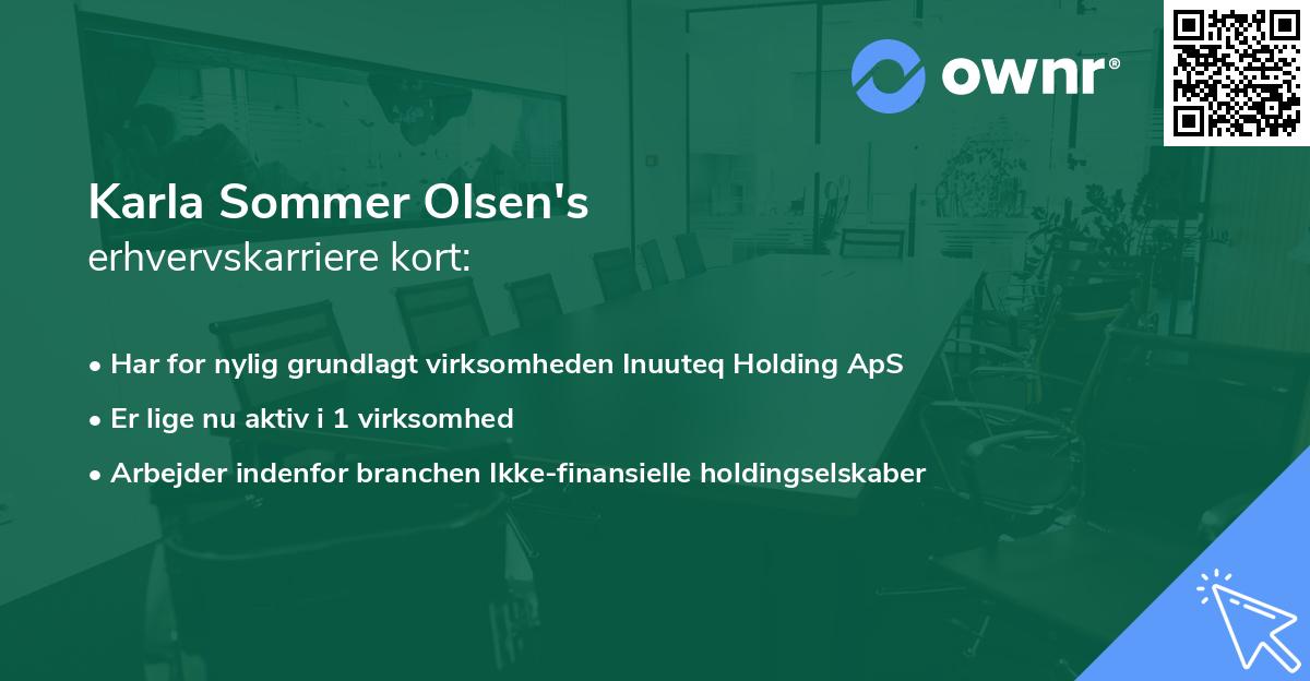 Karla Sommer Olsen's erhvervskarriere kort