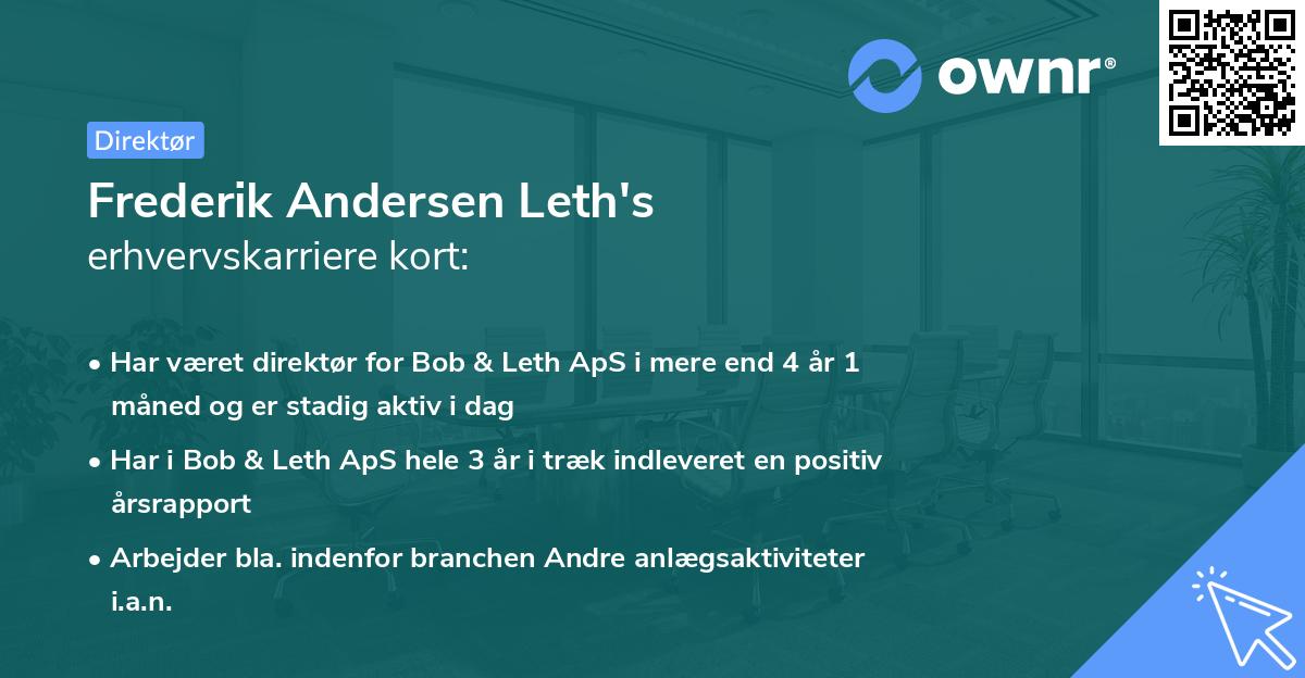 Frederik Andersen Leth's erhvervskarriere kort