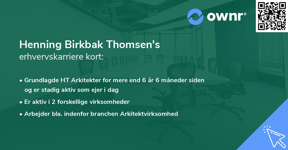 Henning Birkbak Thomsen's erhvervskarriere kort