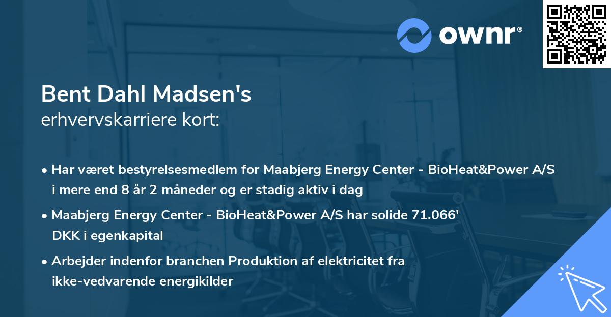 Bent Dahl Madsen's erhvervskarriere kort