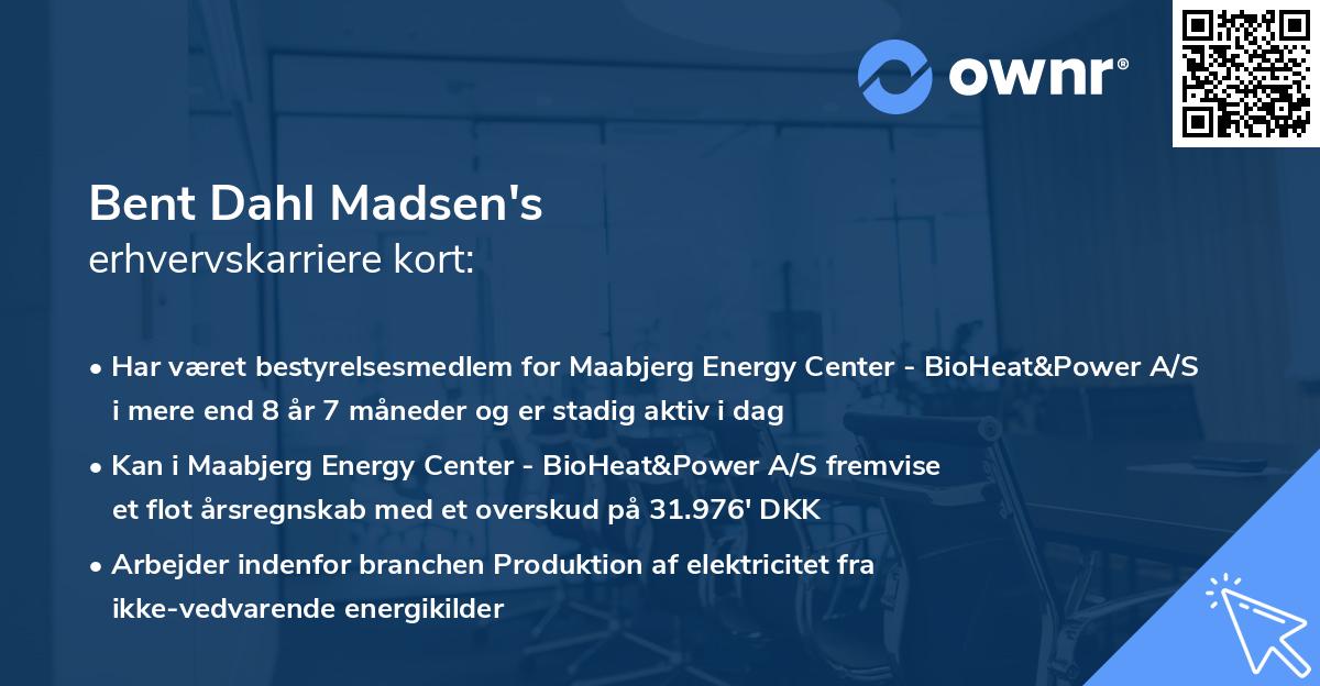 Bent Dahl Madsen's erhvervskarriere kort