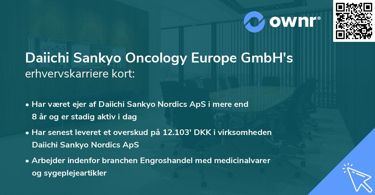 Daiichi Sankyo Oncology Europe GmbH's erhvervskarriere kort