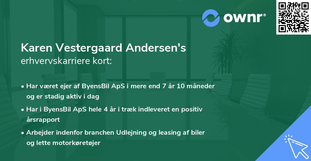Karen Vestergaard Andersen's erhvervskarriere kort