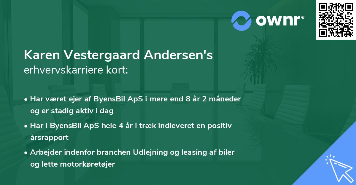 Karen Vestergaard Andersen's erhvervskarriere kort
