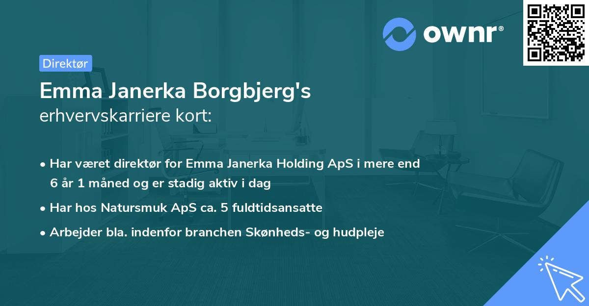 Emma Janerka Borgbjerg's erhvervskarriere kort
