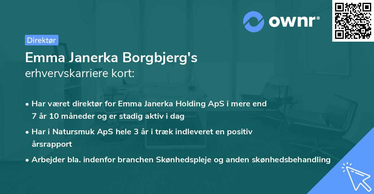 Emma Janerka Borgbjerg's erhvervskarriere kort