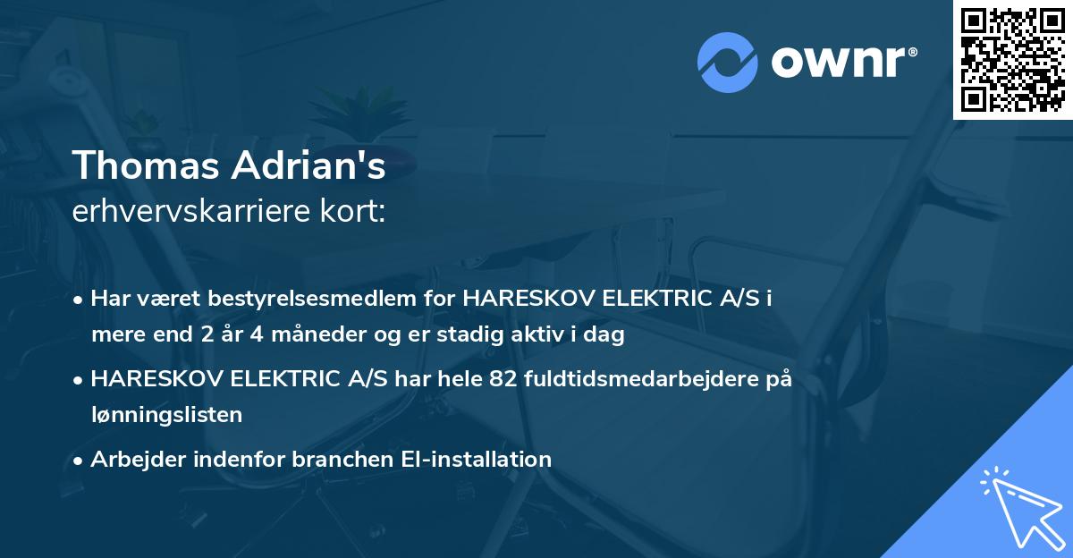 Thomas Adrian's erhvervskarriere kort