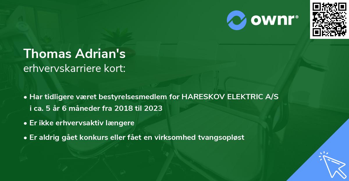 Thomas Adrian's erhvervskarriere kort