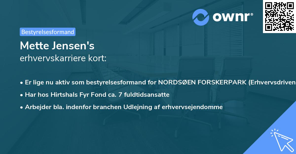 Mette Jensen's erhvervskarriere kort