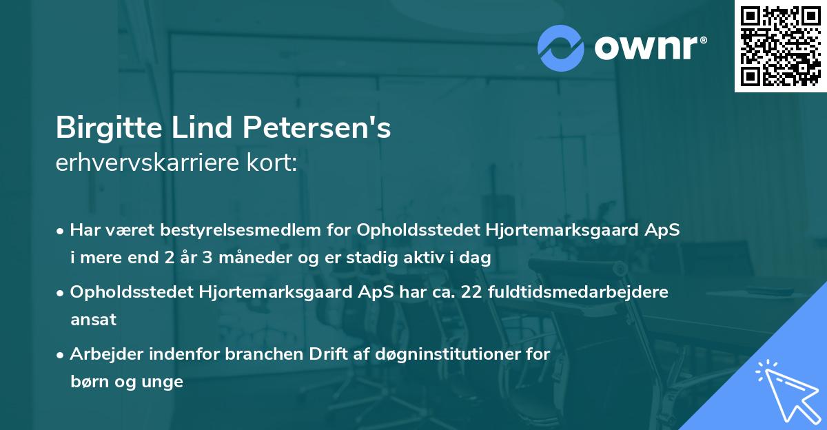 Birgitte Lind Petersen's erhvervskarriere kort