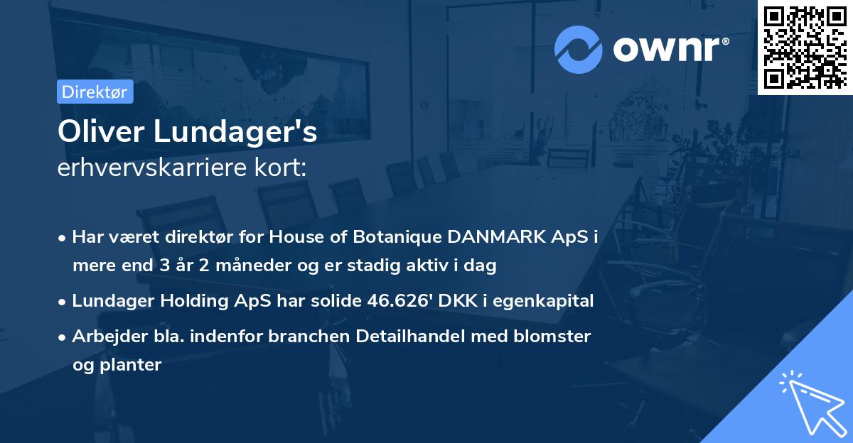 Oliver Lundager's erhvervskarriere kort