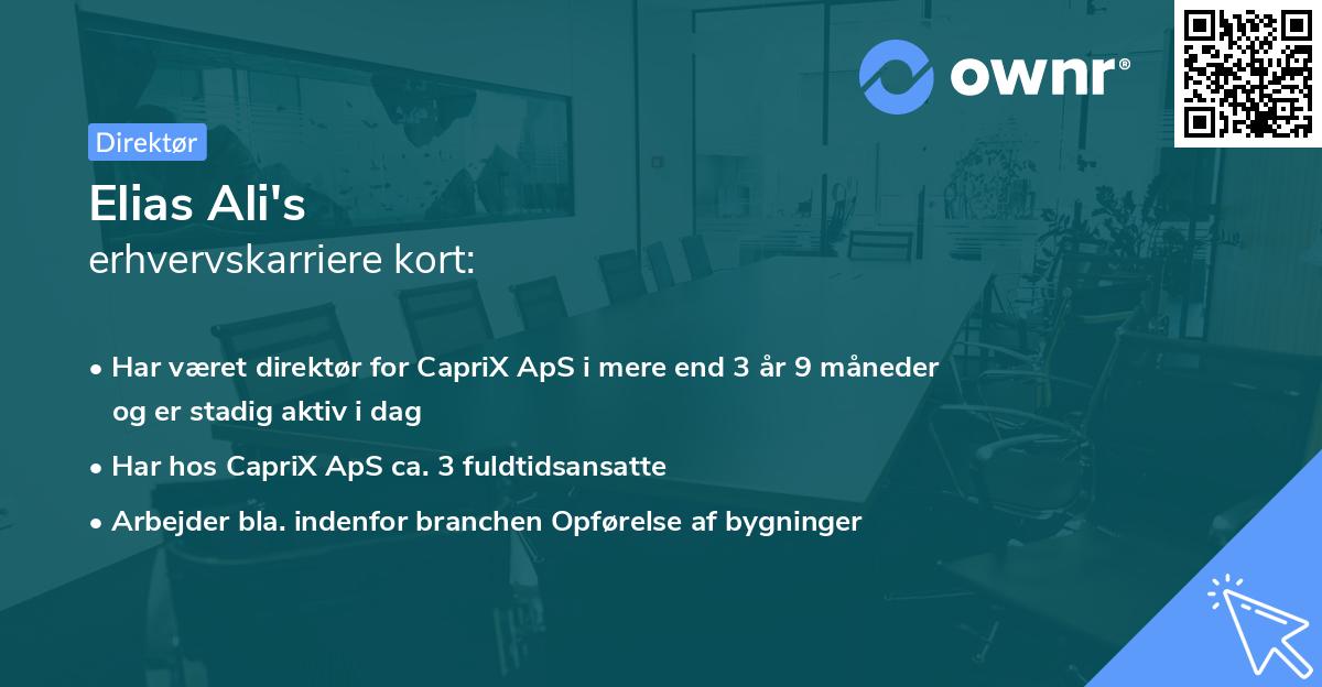 Elias Ali's erhvervskarriere kort