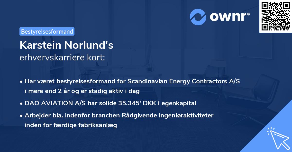 Karstein Norlund's erhvervskarriere kort