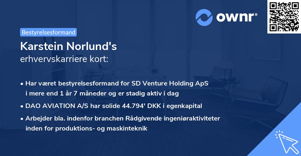 Karstein Norlund's erhvervskarriere kort