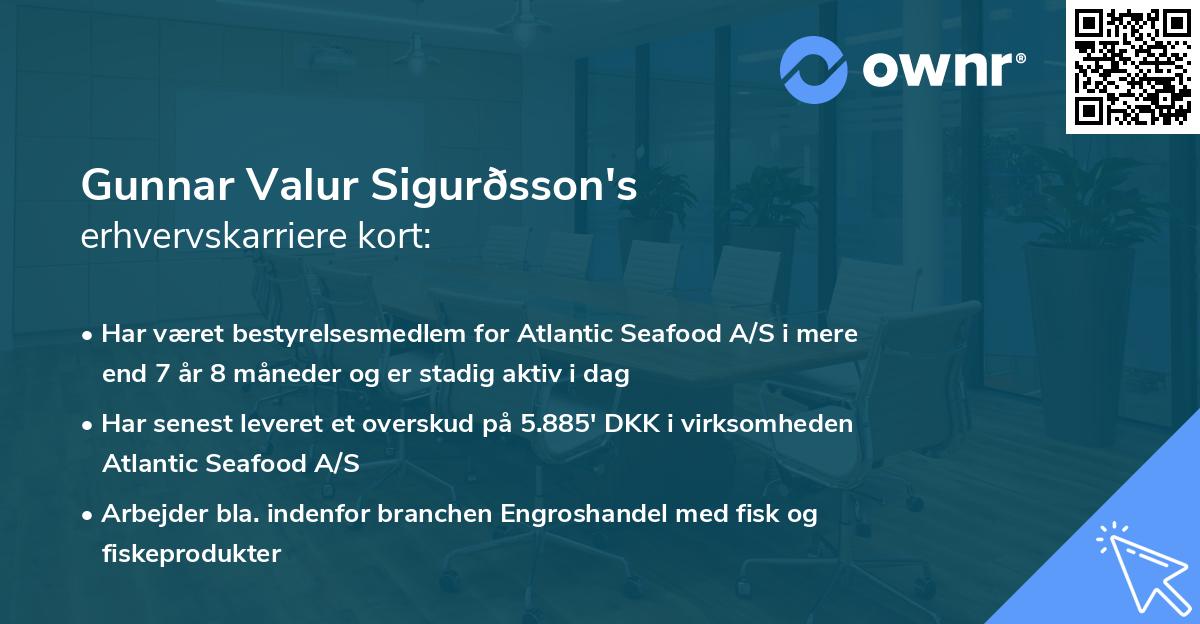 Gunnar Valur Sigurðsson's erhvervskarriere kort
