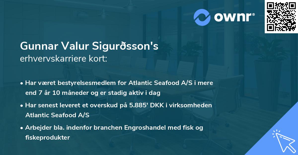 Gunnar Valur Sigurðsson's erhvervskarriere kort