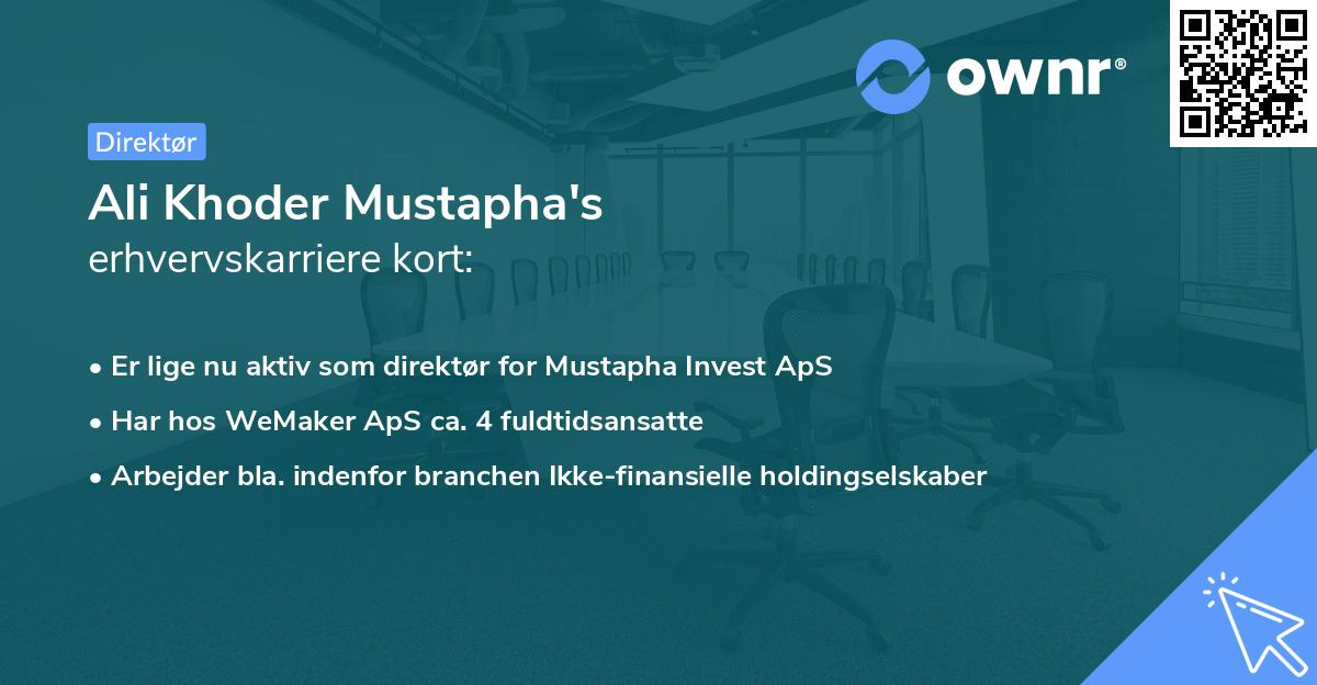 Ali Khoder Mustapha's erhvervskarriere kort