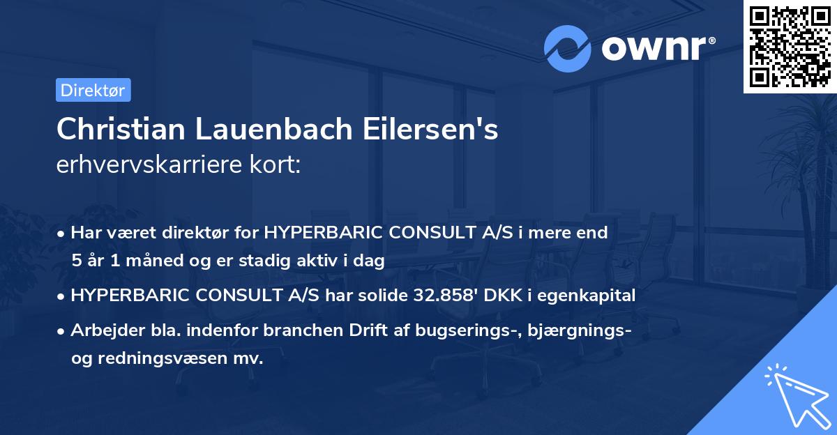 Christian Lauenbach Eilersen's erhvervskarriere kort